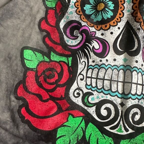 Day of the Dead Sugar Skull Trick or Treat Halloween Tie Dye T Shirt - Picture 4 of 5